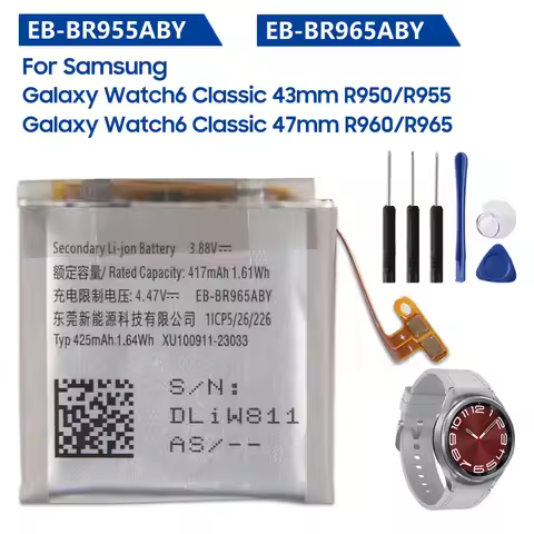 NEW Battery EB-BR955ABY EB-BR965ABY For Samsung Galaxy Watch6 Classic 43mm 47mm SM-R950 SM-R955 SM-R