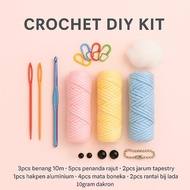 KNITTING STUDIO - DIY CROCHET STARTER PACKAGE KIT REPACK KNITTING YARN FOR BEGINNERS MILK COTTON 5PL