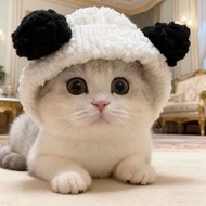 寵物可愛帽子 貓咪帽 狗狗帽 可愛熊貓造型 可愛貓咪小型犬冬季保暖頭套 狗狗頭飾 寵物耳罩 降噪頭帶 寵物服飾 親膚透氣 四季通用