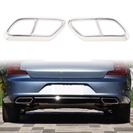 FZ 2Pcs Silver Stainless Steel Car Exhaust Muffler Pipe Tip Cover Trim For Volvo S90 V90 S60 2016-20