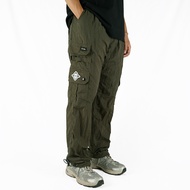 HIJAU NVSR Long Cargo Track Pants Green | Green Parachute Cargo Pants