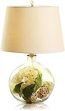 XNHAFW Tableps, Tablep Natural Glass Bedsidep Manual Blown Nightstandp Linen Fabric Desk Light 30Cm