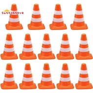 14 Pieces Mini Triangle Cone Mini Simulation Safety Cone Triangle Cone Road Parking Signs Roadblock,