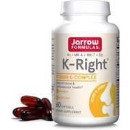 Jarrow Formulas K-Right - Vitamin K-Complex (K1, MK-4, MK-7, D3) - 60 Servings (Softgels) - Dietary 