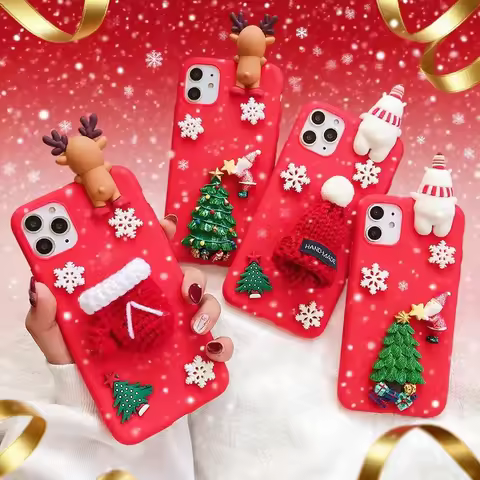 Santa Gift DIY Christmas Glove Case For Huawei P30 Pro P40 Lite Y9 Prime Nova 11 12 5T Y70 9 10 SE Y