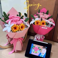 Handmade Flower Bouquet Crayon Shin-Chan Style Rose Valentine's Day Gift Birthday Romantic Degree