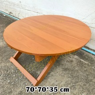 MK42 โต๊ะพับญี่ปุ่นไม้สักทอง โต๊ะนั่งกินข้าว โต๊ะกาแฟ ทรง กลม 70*70 สีย้อม
