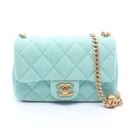 【二手】香奈兒 (Chanel) CHANEL 單肩包 Matelasse AS4041 薄荷綠牛仔布迷你絎縫鏈條單肩包 女士二手 A