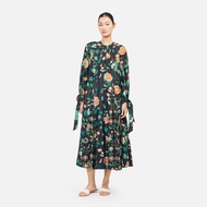 Bunga Raya&Sari Silk Habotai Bow-Tie Midi Dress - Black