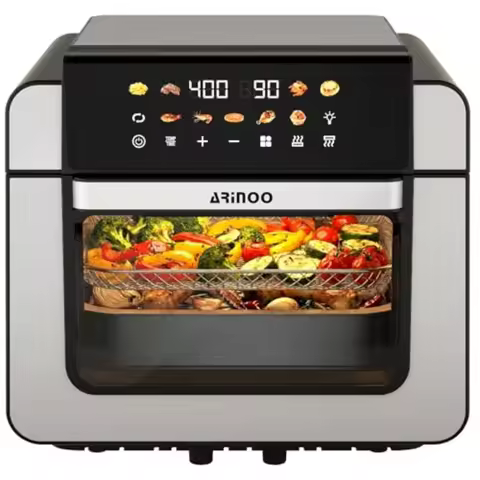 16 Qt Air Fryer Toaster Oven Combo with PFAS-Free Ceramic Coating and Viewing Window, XL 9-In-1 Conv