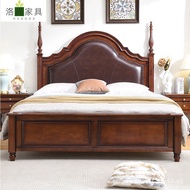 Large Double Bed1.5Modern Minimalist Rubber Wood American Style Rice Soft Pack Master Bedroom Rice S