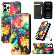 Samsung Galaxy A35 A55 M34 S21FE A82 A22 S21 S20 Note 20 Ultra S20FE S10 S9 Plus Note 10 Pro 9 A42 A12 A31 A11 4G 5G A50 A30S A30 A20 J5  Prime A03S A5 A6 A8 Plus A7 A9 2018 Magnetic Flip Stand Leather Case Colorful Cloud Phone Cover PU Leather Casing