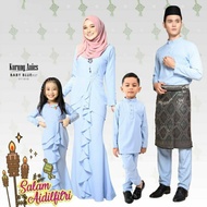 BAJU KURUNG MODEN KURUNG BABY BLUE BAJU MELAYU SLIM FIT AA ANIS BAJU RAYA 2024 KIDS SET FAMILY SEDONDON IBU ANAK BUDAK