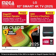 LG OLED83B5PSA 83" OLED 4K B5 SMART TV | Free WMT | Free $600 Grocery Vouchers & Speaker By LG - T&C