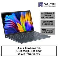 Asus Zenbook 14 UM425QA | Ryzen 7 5800H | 16GB RAM | 512GB SSD |  Vega 7 | 14" Full HD Display | 2 Year Warranty