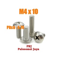 JT Stainless Bolts M4 x 10 SS Umbrella Bolts M4 x 10 JT SS M4 x 10/