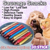 (30x) Pet Snack Dog Sausage Hot Dog Snack for Cats & Dogs-Fish/Lamb/Duck/Chicken/Cheese