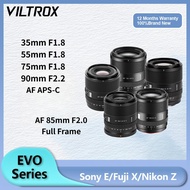 Viltrox 35mm 55mm 75mm F1.8 EVO APS-C Large Aperture AF Mirrorless Camera Portrait Lens E Z XF 85mm 