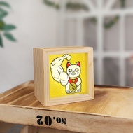 大力招財貓 (黃色) / 日系 / 木製手工燈箱