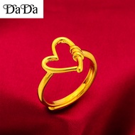 dada Jewelry Original 916 Gold Necklace Women Double Heart Ring Bracelet Earring Pendant Set Mothers Day Best Jewelry Gifts for Women