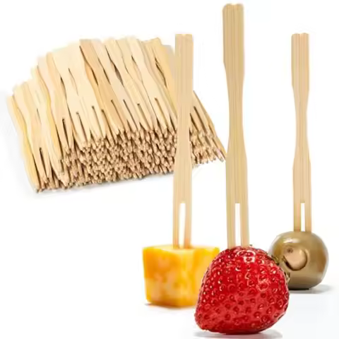 200 Bamboo Appetizer Forks, 3.5" Disposable Bamboo Fork for Charcuterie, Mini Forks for Appetizers,