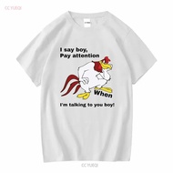 Foghorn Leghorn T-Shirt Thick Cotton Fabric Classic Cartoon Pattern Long Sleeves Or Short Vintage St