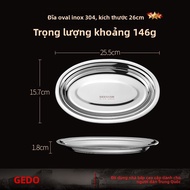 GEDO | Đĩa Hấp Cá Hình Elip Inox 304 Lớn