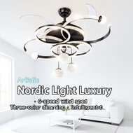 【In stock】[Starry Sky Fan Light] Ceiling Fan Light/LED Fan Light/Living Room Fan Light/Bedroom Fan L