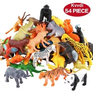 54 Pcs Mini Jungle Animal Toys Set, Realistic Wild Plastic Animals Learning Toys