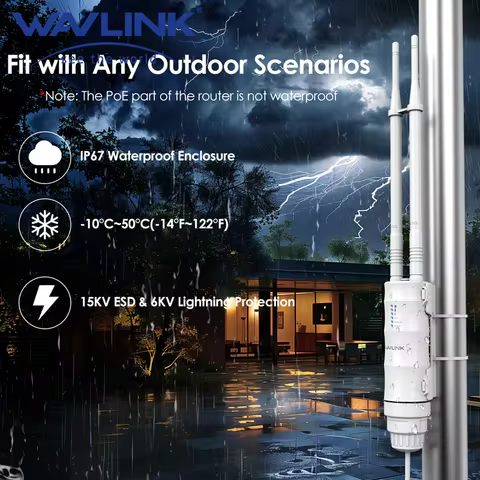 WAVLINK AC1200 Dual Band Outdoor Access Point Long Range Wi-Fi Extender with Active/Passive PoE IP65
