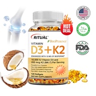 Vitamin K2 & D3 Supplement, Dental & Bone,Heart Health Support,Contains Vitamin 250mcg K2 +10000IU D