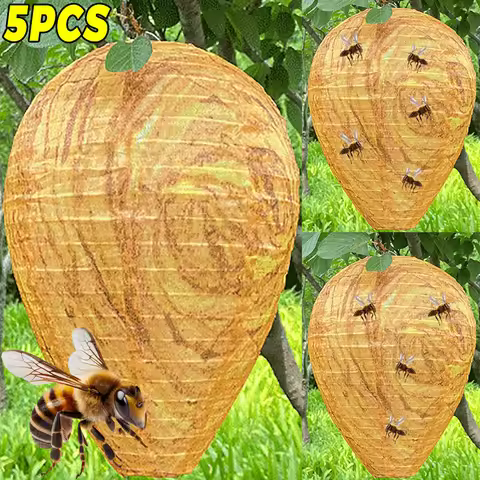 Hornet Fake Wasp Nest Hanging Fake Wasp Nest Paper Lantern Waterproof Hornet Fly Catcher for Outdoor