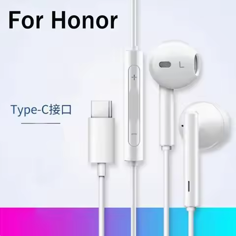 Honor Magic 7 Lite Type C Earphone In-Ear Wired Headset With Microphone Volume Control For Honor 300