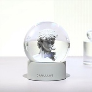 大衛(白色) 水晶球 底座圓形白金灰
