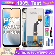 For Tecno Pop 6 / Pop 6 Pro LCD Display BE7 BE8 Touch Screen Digitizer With Frame Assembly Replaceme