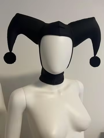 Jester Cosplay Black/Red Hat Harley Cosplay Hat Red Black Hat Halloween Party Clown Accessories Prop