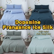 2500tc Dopamine Frangance Ice Slik Material Bedsheet Cadar Premium Fitted Bedsheet V Comforter