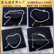 Gelang Perak Panjia Dora S925 Gelang Tenis Berkilauan dengan Tatah Berlian Padat Gaya Hati Gelang El