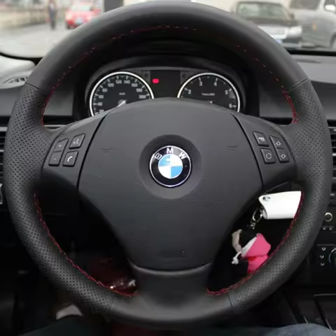 DIY Hand-Stitched Black Artificial Leathers Car Steering Wheel Cover For BMW E90 320 318i 320i 325i 