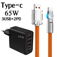 Kinkong หัวชาร์จ 65W+สายชาร์จ120W Super Charger 180 ที่ชาร์จความเร็วสูงสุดหมุนได้ ° 6A Cable LED OD6