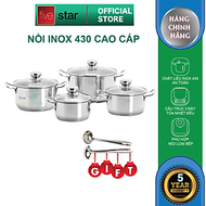 Bộ 4 Nồi Nắp Kiếng 3 Đáy FIVESTAR FS08CG - Hàng Chính Hãng