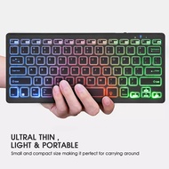 Rii K09 BT Wireless Keyboard Color Rainbow Backlight Rechargeable Bat-tery Multimedia Keyboard Compatible with iOS M-ac OS Windows 10 Tablet PC Laptop Notebook