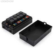 LOOKSHOW DC12V/24V 15-Way Fuse Relay Box with 10 40A Relays Fuse Block 4-Pin or 5-Pin Relays for Aut
