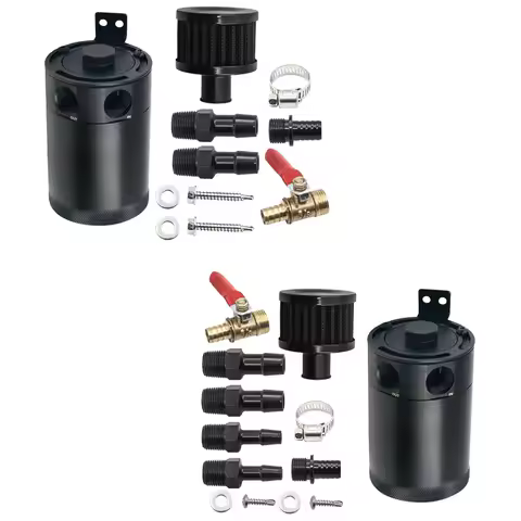 Universal Air Oil Separator Universal Aluminum 2-port Oil Catch Can Tank Oil Catch Can Baffled Car A