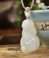 秒殺價 天然和田玉藕粉猴子吊墜    寓意吉祥如意
