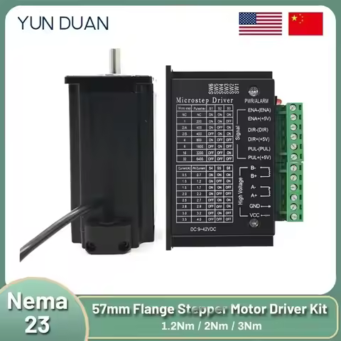 YunDuan Nema23 57mm CNC Kit Stepper Motor Driver Power Supply Mach 3 Kit 1.2Nm 2Nm 3NM 2 Phase for C