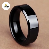 cincin titanium pria hitam polos