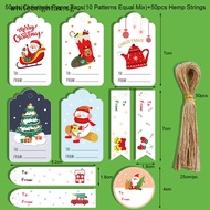 # 2023 Christmas DECOR #  50pcs Christmas Tags Kraft Paper Card Label Tag DIY Hang Tags Decor Gift Card .