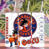 Goku Dragon Ball Z Starbuck Coffee Tumbler Bottle Stainless Steel Design Saiz 20 oz