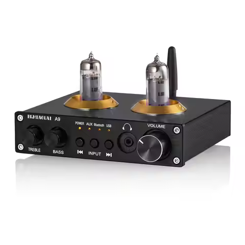 PJ.MIAOLAI A9 6K4 Vacuum Tube Preamamplifier NE5532 OP AMP AUX Bluetooth 5.0 USB RCA HIFI Stereo Min
